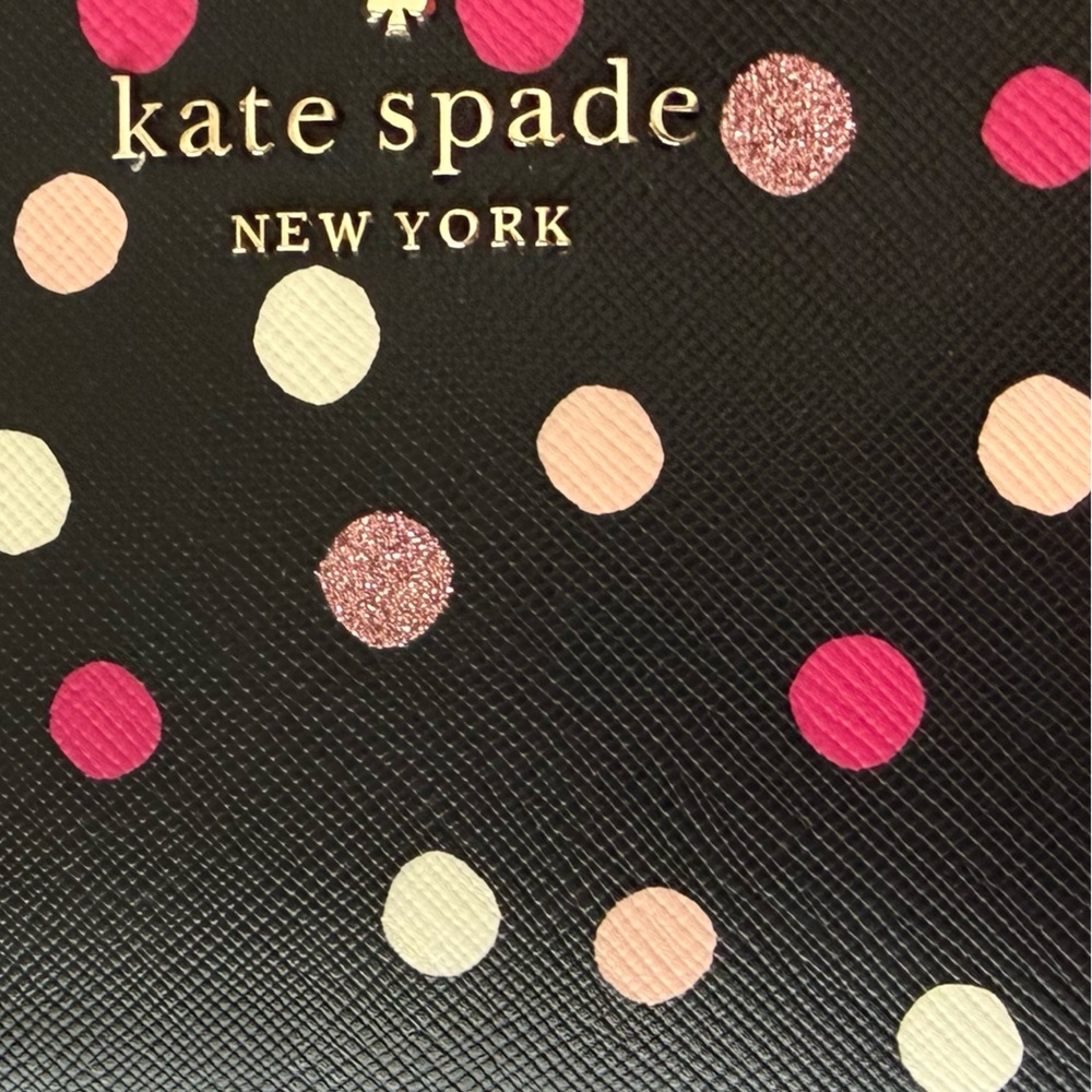kate spade Staci Phone Wallet Wristlet Black Pink & Cream Dots - Picture 2 of 7